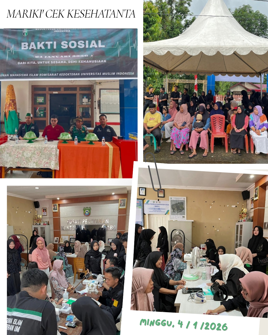 Wujudkan Masyarakat Sehat, HMI Kedokteran UMI Gelar Baksos Pemeriksaan Kesehatan Gratis di Desa Tabo-Tabo